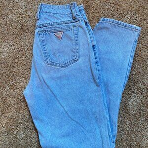 Vintage 80's Guess Jeans:  Light Wash, High Rise, Tapered Leg, Button Fly